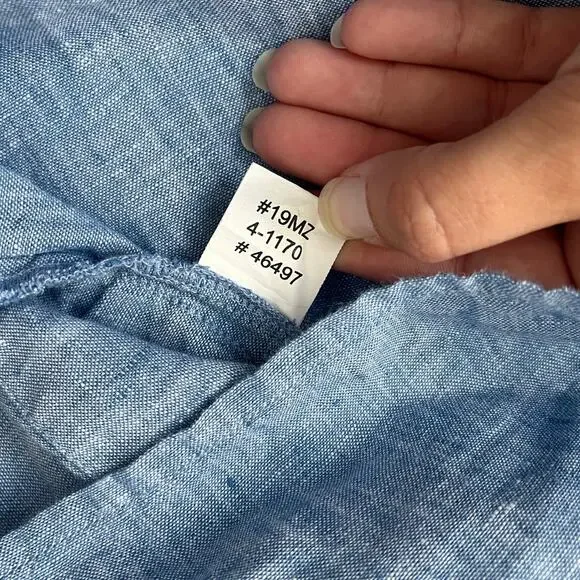 Orvis Shirt Blue Linen Lagenlook Coastal Summer Long Sleeves Buttons  Medium - Picture 4 of 7